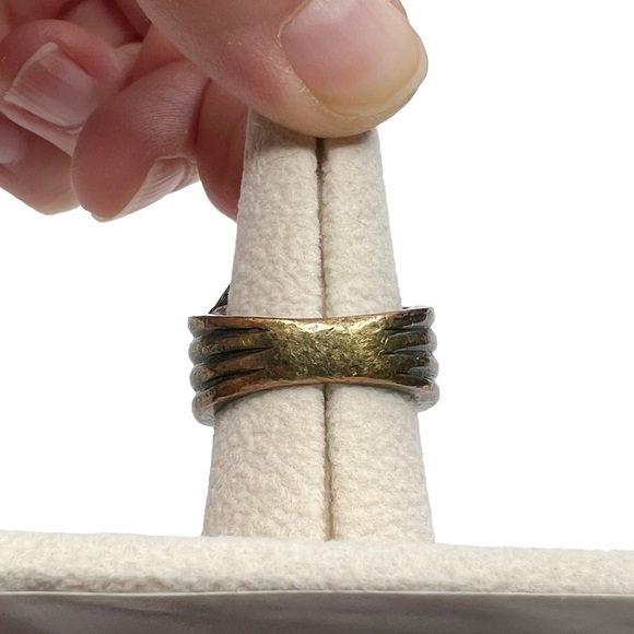 Faux Turquoise Oval Cabochon Antique Gold Tone Ring - Picture 3 of 9